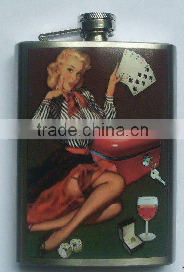 hot!!! High quality pocket flask with water-transfer