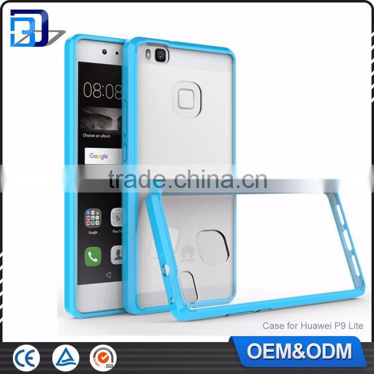 New Product 2016 Clear Ultra Slim Acrylic + TPU Bumper 2 in 1 Back Cover Case For Huawei P9 Lite Mobile Phone Accessories