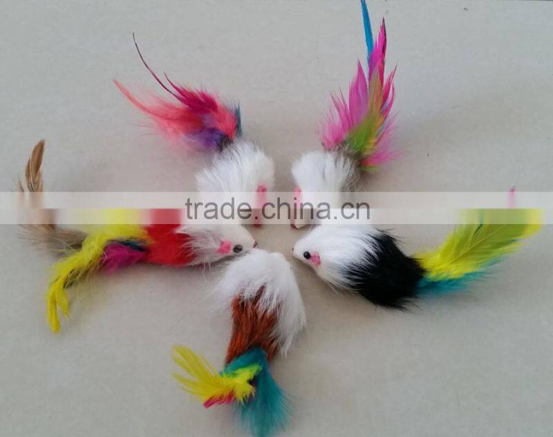 Mice Cat Toy - 25 Fur Mice 2" Long - Multicolored REAL RABBITS FUR MICE TOY