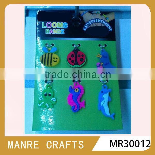 Newest design colorful bracelet diy toys latex free Promotional PVC pendant charm for kit rubber bands