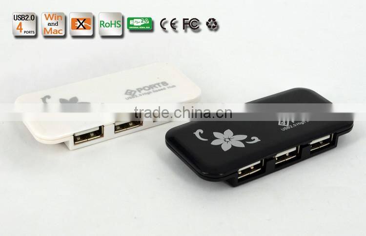 Hot Selling! Portable slim shape Low cost USB2.0 Hub high speed 4 ports USB Hub for PC and Laptop