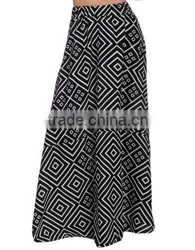 New Lady Women's Fashion Maxi Geometric Print Casual Long Pleated Party Skirt