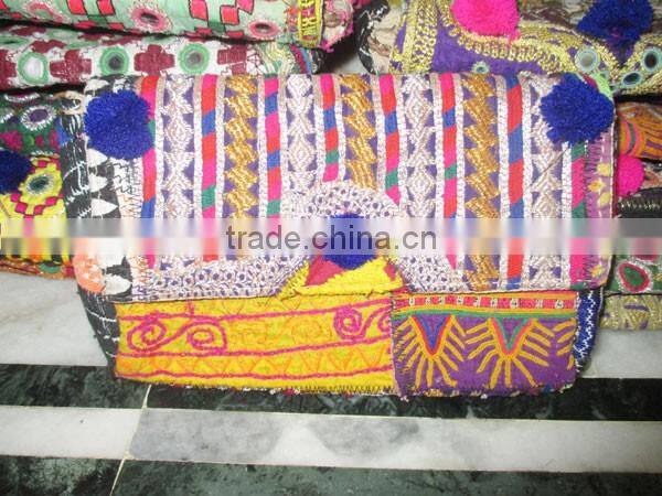 New Design Pom Pom decorated handmade indian vintage banjara clutch bag