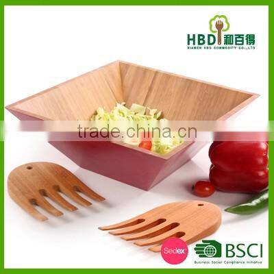 Red bamboo salad bowl