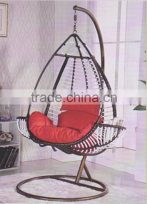 Rattan Patio swing chair with magazine holder drink holder