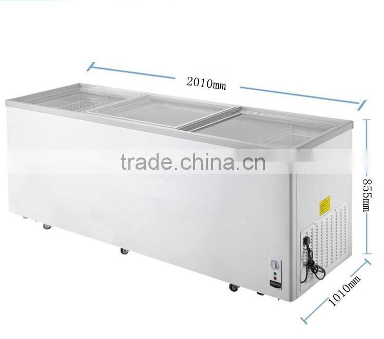 Double compressor supermarket frozen meat Showcase deep freezer