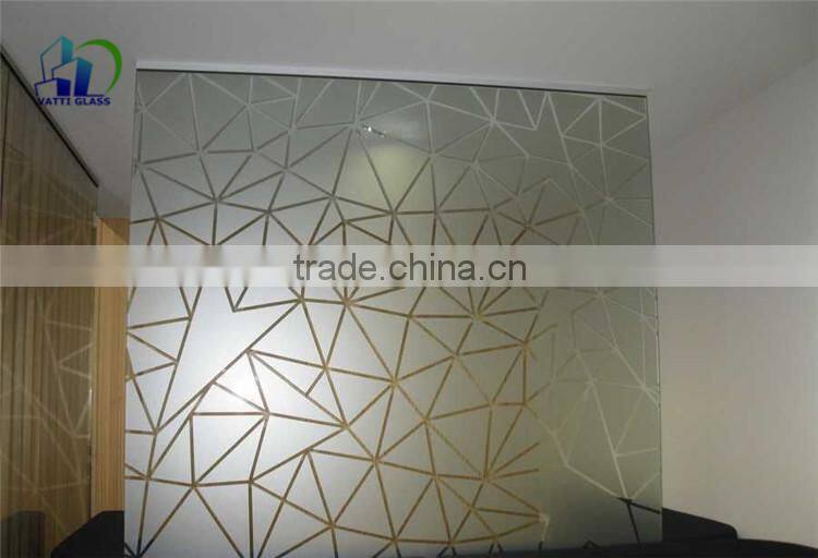 10mm thick decorative glass partitions etching frosted glass desk partition acid etched glass office partitions