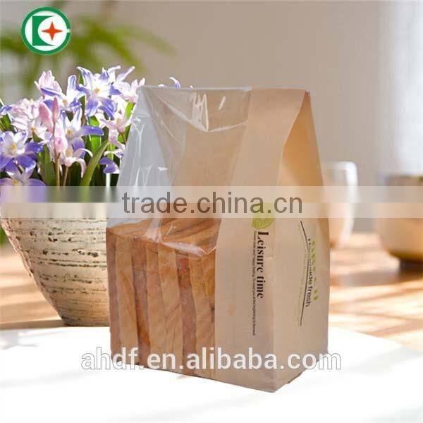 food grade kraft paper bread bag with clear window/ accept custom order bread bags