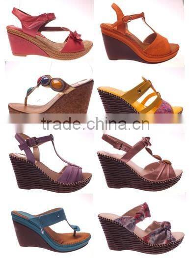 Latest design wedge sandals soft sole mid wedge heel slippers