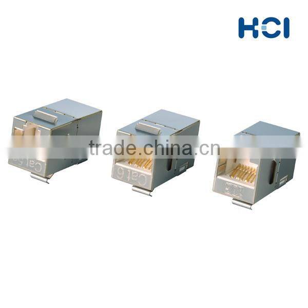 Taiwan Supplier RJ45 8P8C Cat6A 180 Degree Shielded STP Straight Keystone Coupler