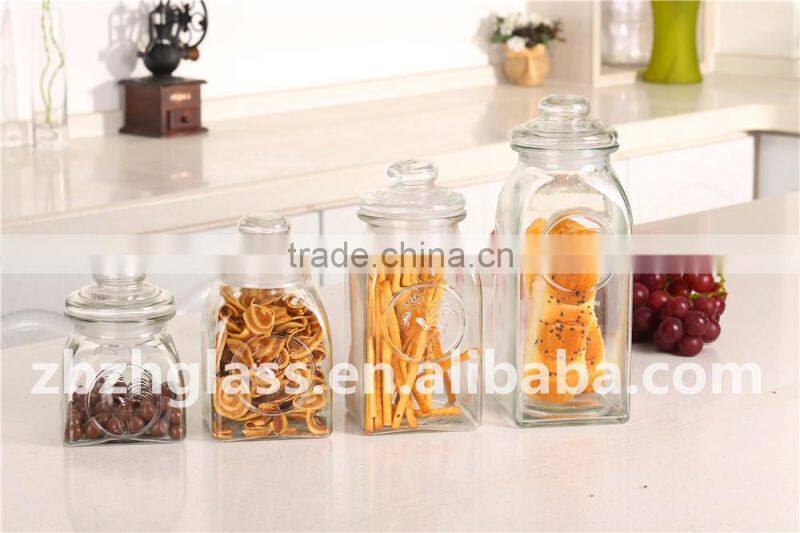 Set of 4 Glass Storage canister Glass Jar with glass airtight lid