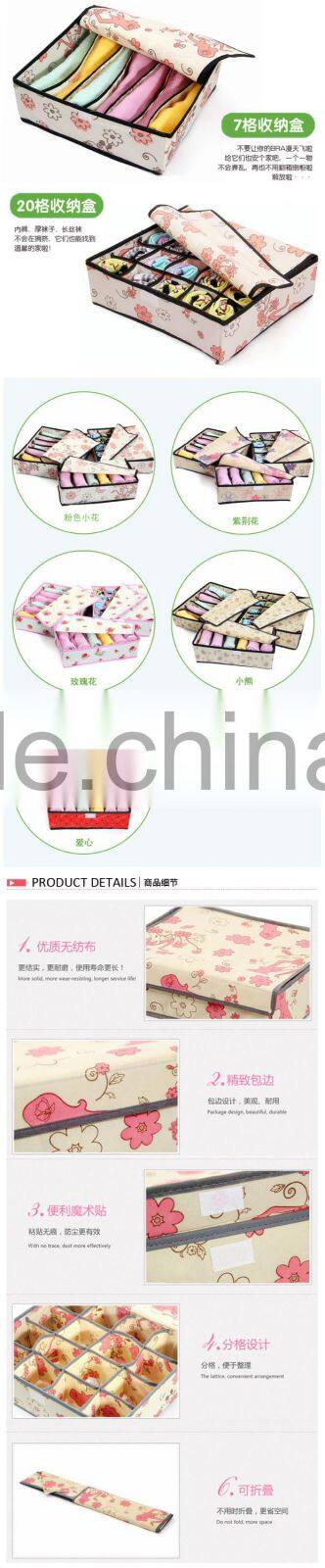 underwear bar sock storage case with cover set of 3pcs-rose printed