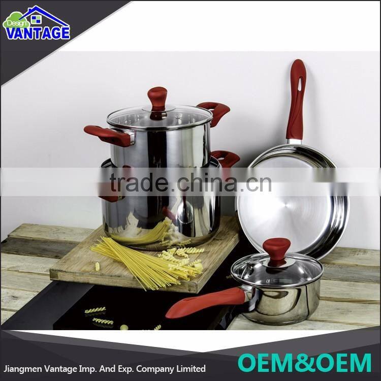 7pcs colorful cooking pot and frying pan bakelite handle non-stick cookware sets