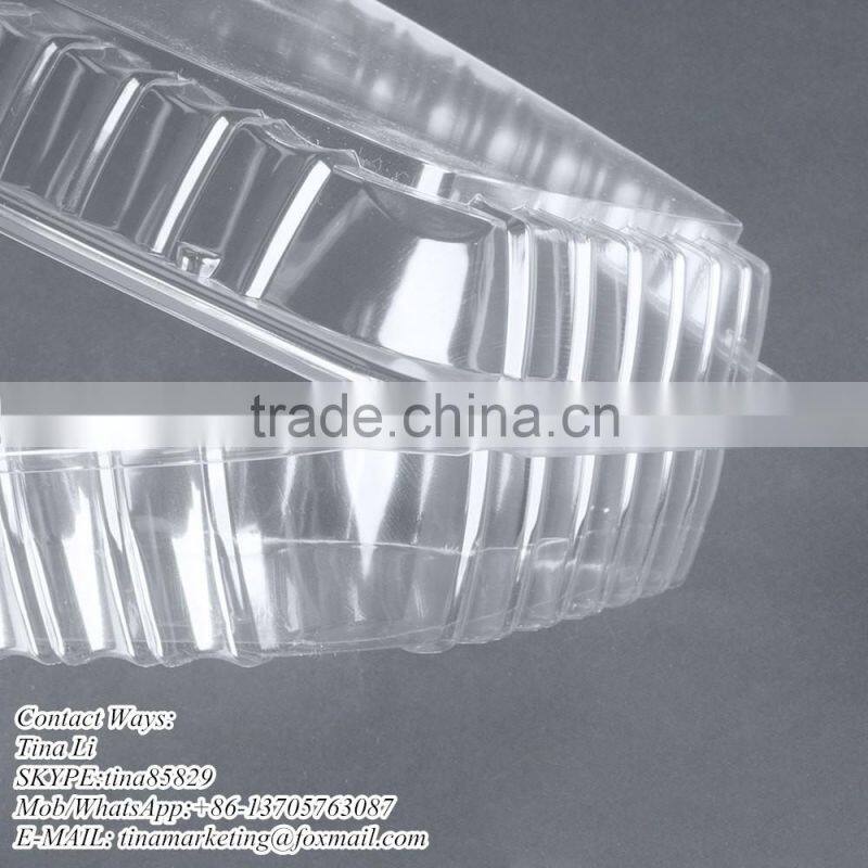 Cheap Price Clamshell Plastic Cake Container Carrier with Hinged Lid, Clear Plastic Take Out Food Packaging Box for Salad