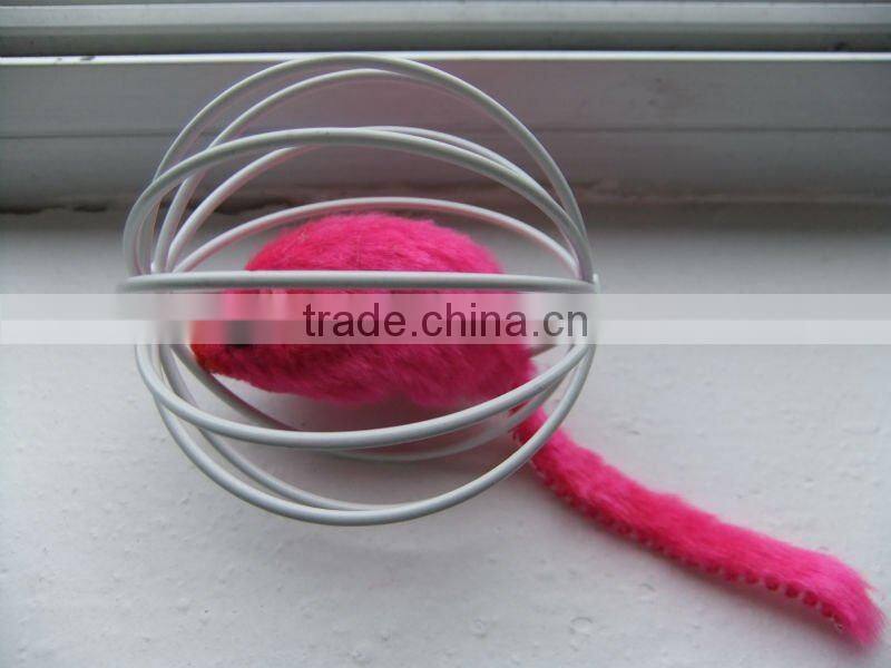 Fur mouse in metal wire ball cat toys
