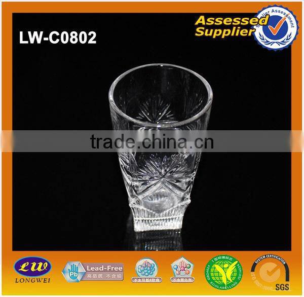 Tall wholesale flower carved glass cup set