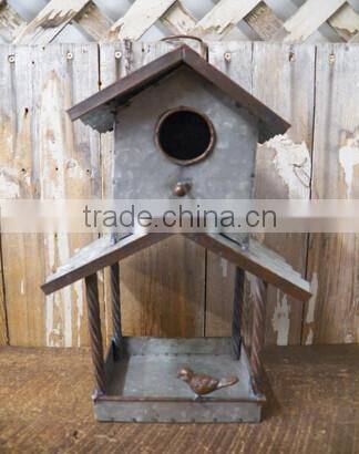 Antique Galvenized Metal garden Bird house