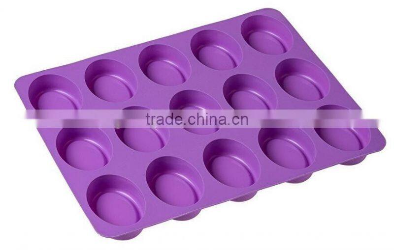 15 Cavity Oval Shaped Silicone Handmade Flexible Cake Soap Mold