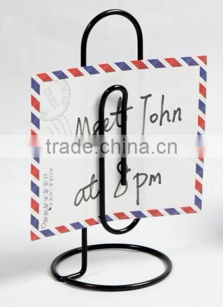 Fashion Paperclip Shape Metal Wire Note Display Rack Stand/Note Holder