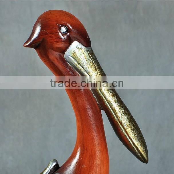 Antique vintage wood effect polyresin pelican statues