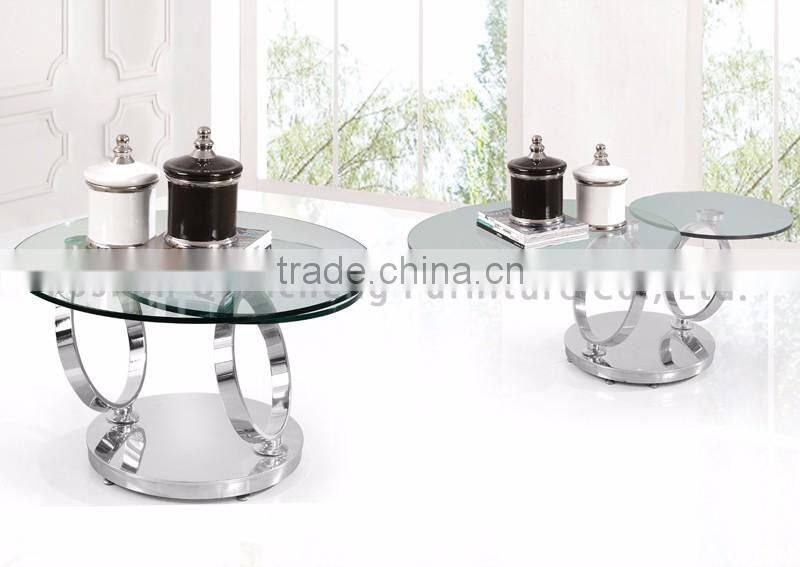hot sale rose gold rotating mirrored glass coffee table
