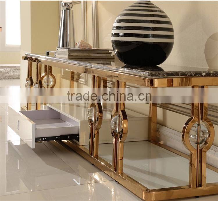 2016 factory gold plating base modern living room tv stand furniture