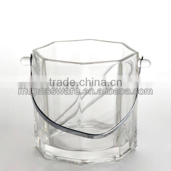 glass ice bucket with ice clamp