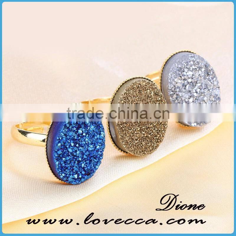 mix style top quality amethyst mixed shape gemstone druzy rings