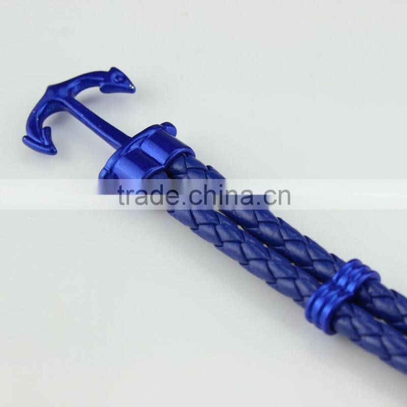 Wholesale Handmade Leather Anchor Bracelet for Men