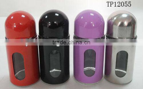 6 pcs kitchen accessories beautiful glass condiment bottle set with metal rack