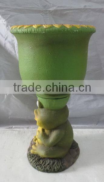 knock-down outdoor garden fiber glass clay frog flower planter pots