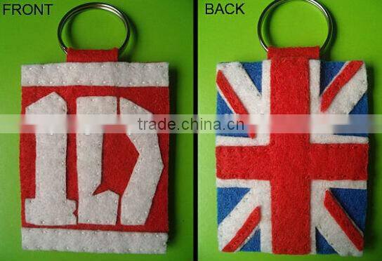 New cheap wholesale fashion UK design key ring product promotional gift craft fabric felt country flag keychain made in China