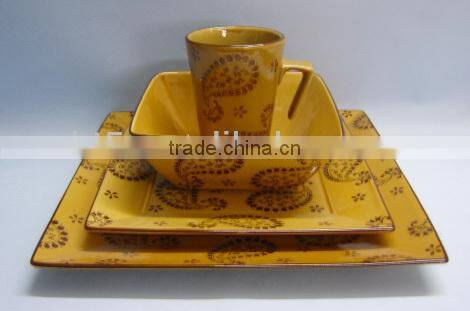 white color with decal square Ceramic dinnerware
