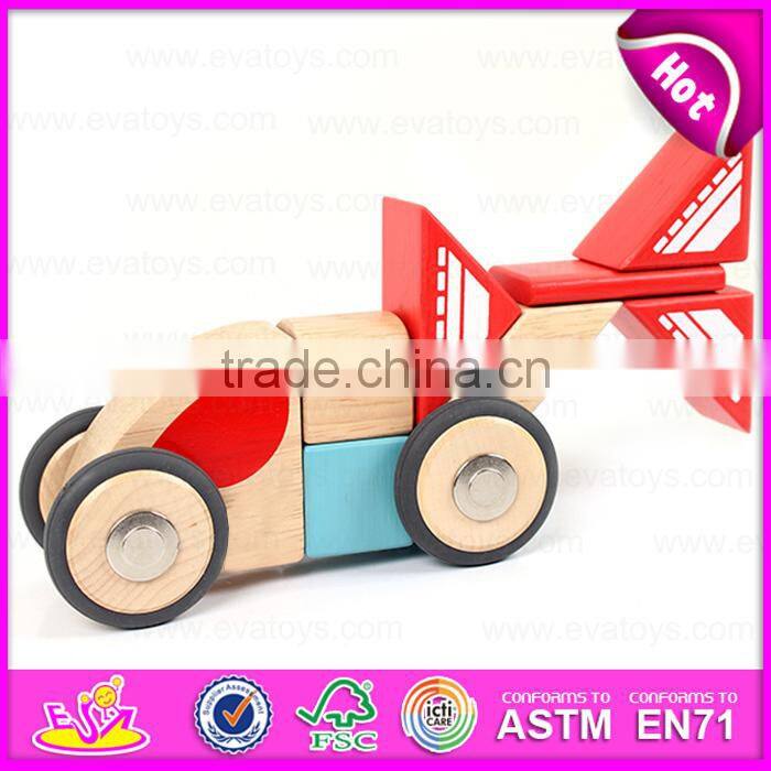 New design 37PCS DIY wooden puzzle 4D toy,High quality intelligent wooden diy car plane toy W03B044