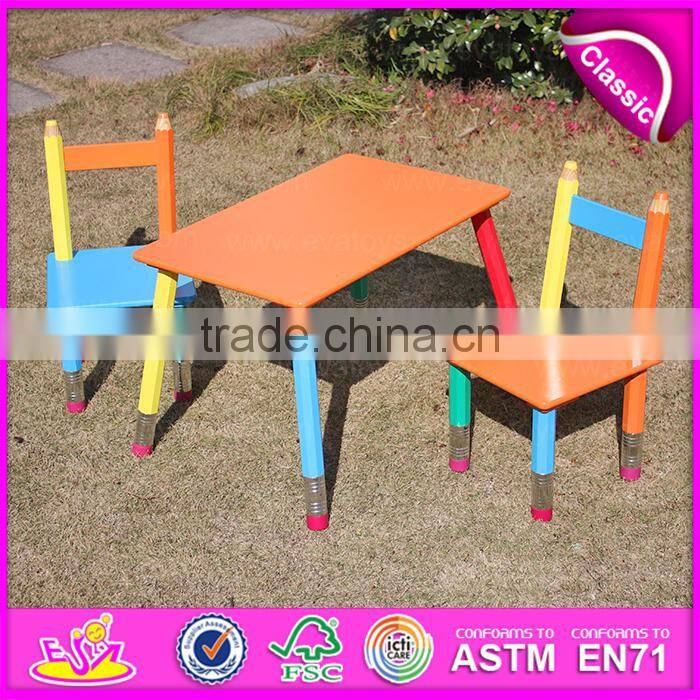 2015 MDF kids study desk chair in pencil design,Portable folding table chair set,Hot sale wooden study table and chair WO8G106