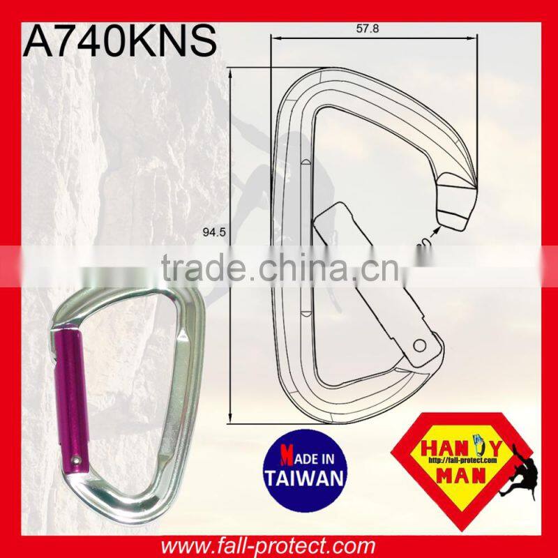 24KN Bent Gate Aluminum Mountain Climbing Carabiner Made in Taiwan