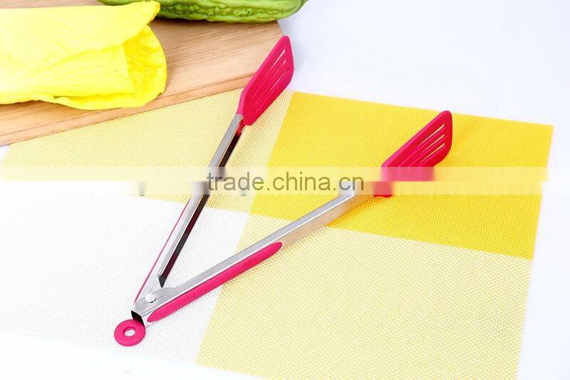 UJ23 Standard 9' ' stainless steel handle silicone kitchen food tong