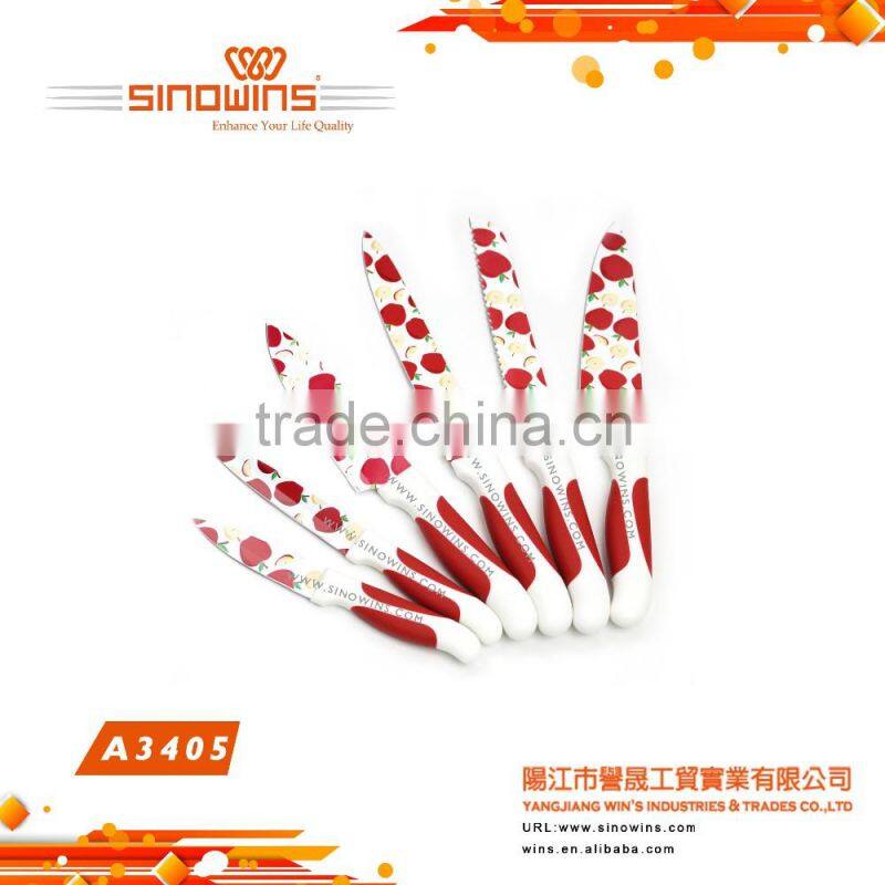 A3404-7 Super Quality 5pcs Stainless Steel Knife Set with Non-stick Coating