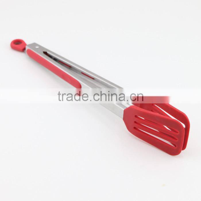 Silicone Stainless Steel Kitchen Tongs With Locking Clip