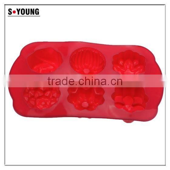 11031 Six flower shaped promotional gift silicone cake mold