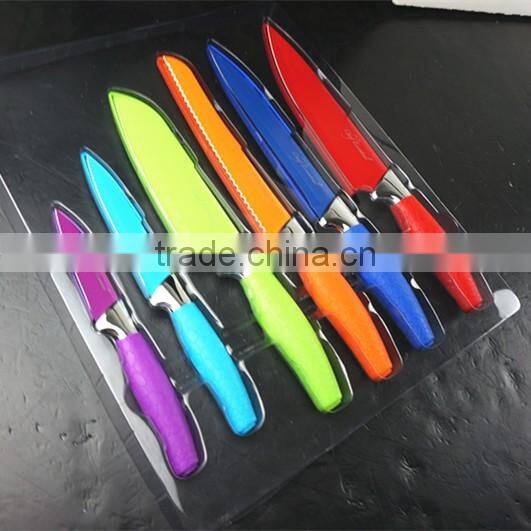 51006 6 pcs non-stick knife set with rubber handle