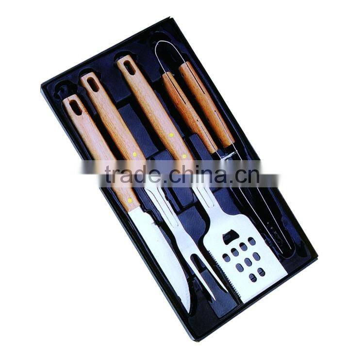 3pcs high quality BBQ set with wooden case
