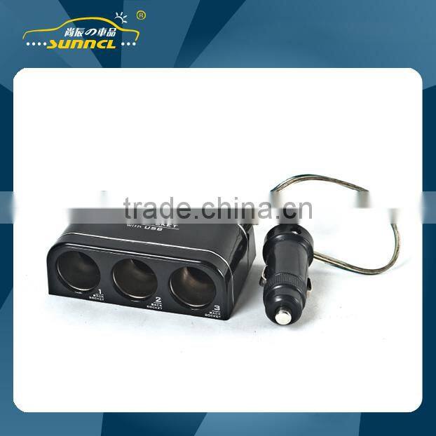 Car Charger 3 way Socket Adapter Plug with CE Certificate for Cell Phones , iPhones , iPads & Tablet