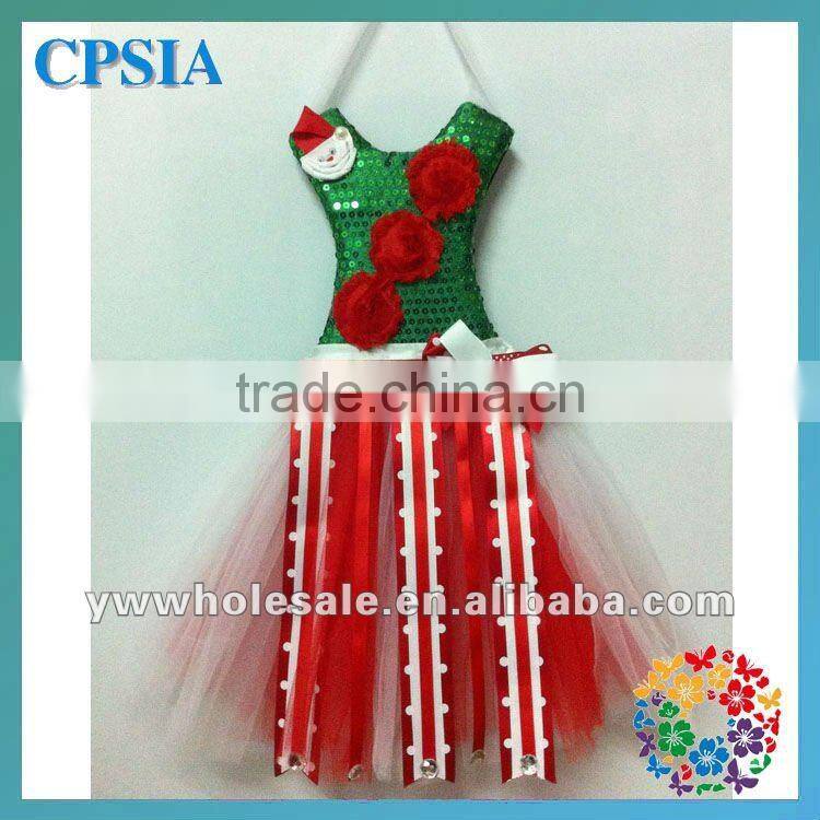 Christmas new red with green sequin tutu bow holder with many style