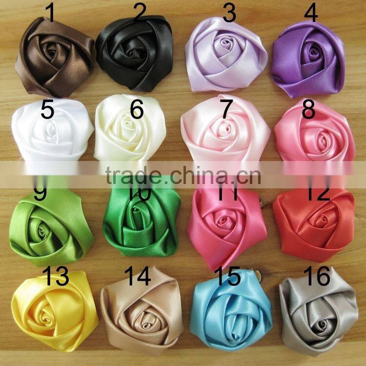 handmade satin rose flower headband for kids hair accessories
