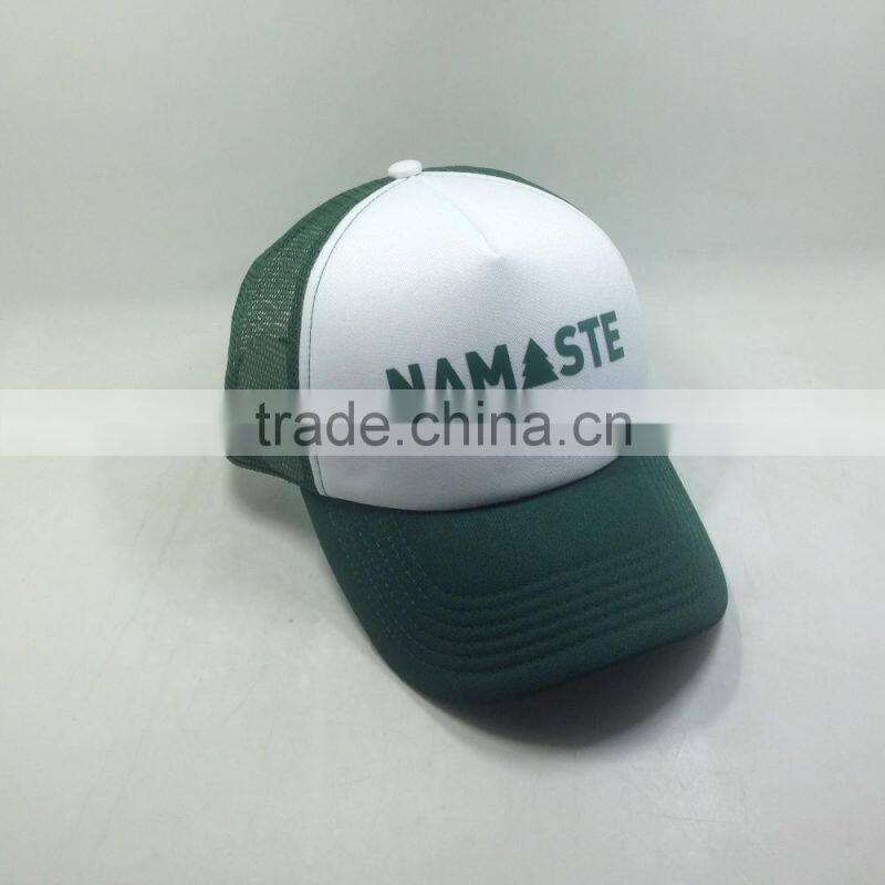 Screen Printed Logo Design Mesh Trucker Hats Green Color