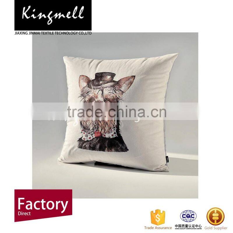Creative dog digital printed linen throw cover sofa pillow case cover