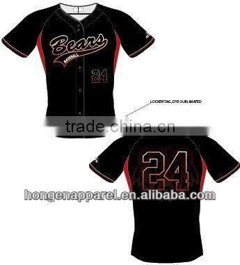 Hongen apparel Full Dye Sublimation Polyester Baseball Jersey/sportswear/wear