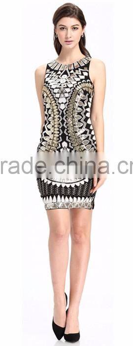 Domin fashion sleeveless beading and sequin lady dress