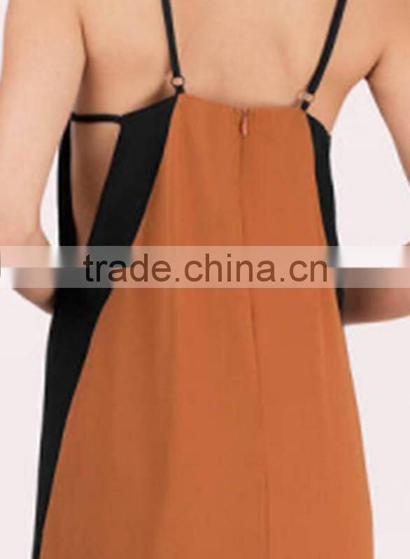 Woman Spaghetti Strap V Neck Chiffon Long Maxi Dress